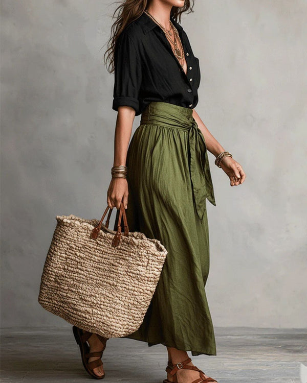 Curvvvy® Button Down Midi Skirt Set