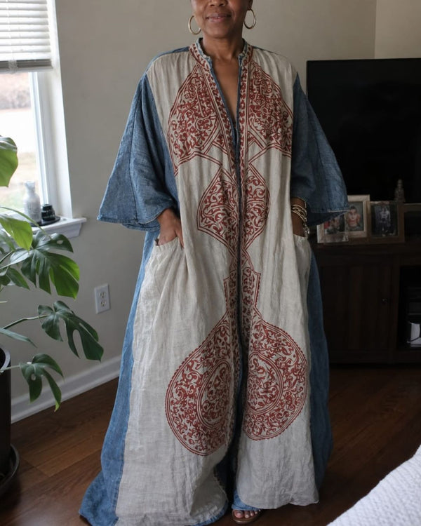 Curvvvy® Loose Sleeves Ethnic Printed V-Neck Jumpsuits