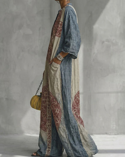 Curvvvy® Loose Sleeves Ethnic Printed V-Neck Jumpsuits
