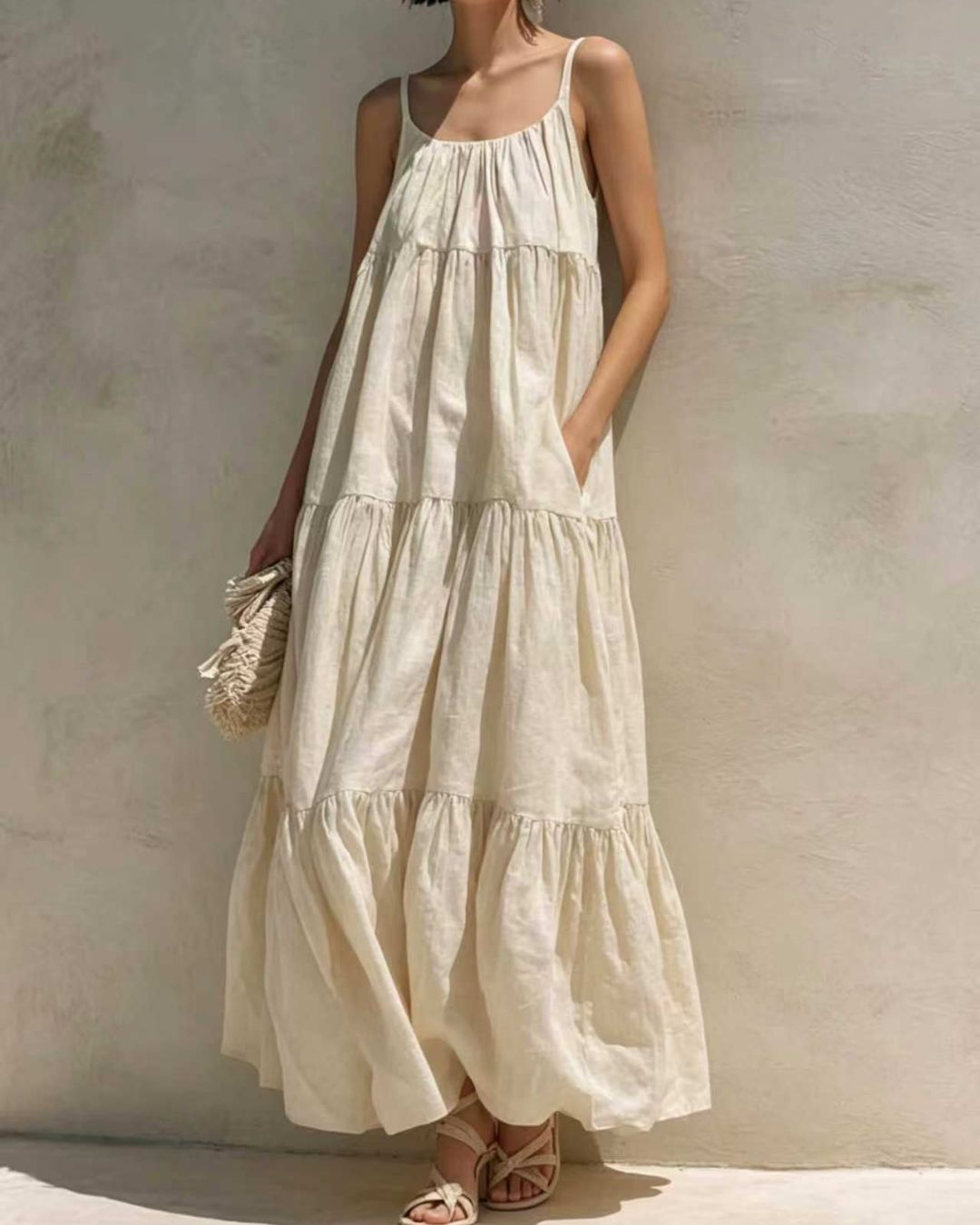 Curvvvy® Boho Tiered Maxi Dress Flowy Strappy