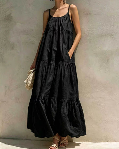 Curvvvy® Boho Tiered Maxi Dress Flowy Strappy