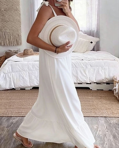Curvvvy® Sleeveless Tie Strap Flowy Maxi Dress