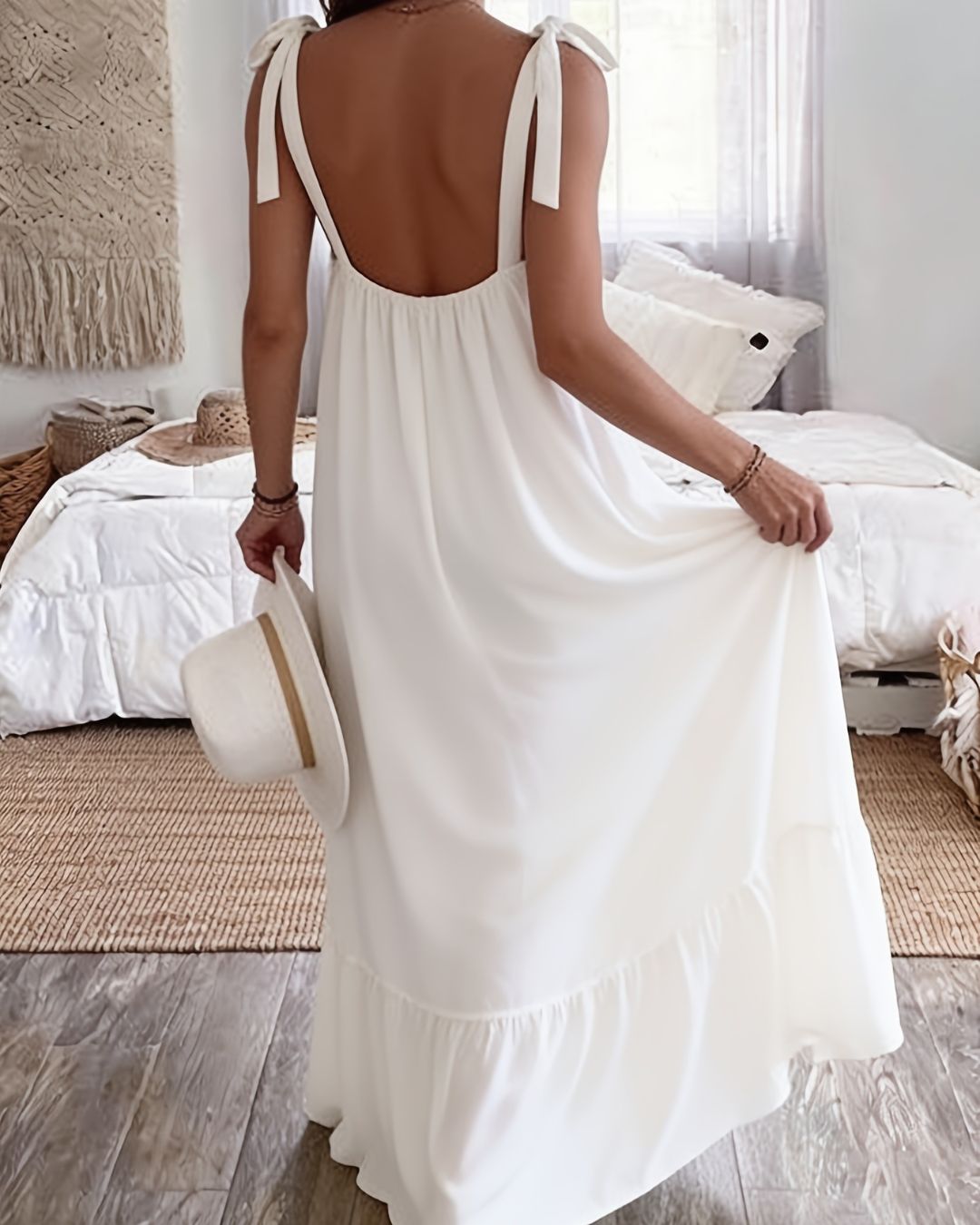Curvvvy® Sleeveless Tie Strap Flowy Maxi Dress