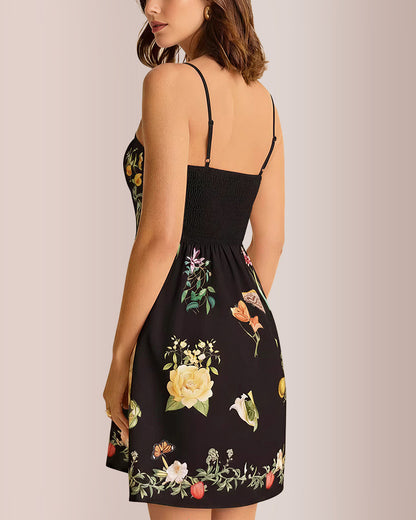Curvvvy® Bloom Botanical Print Spaghetti Strap Mini Dress