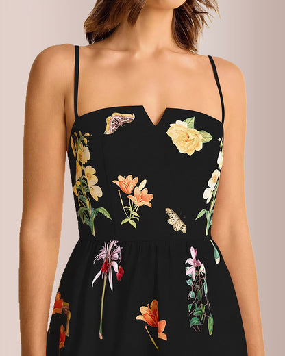 Curvvvy® Bloom Botanical Print Spaghetti Strap Mini Dress