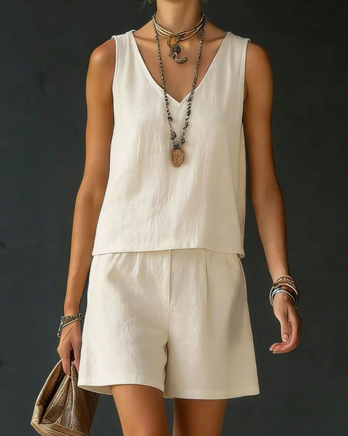 Curvvvy™ Sage Relaxed Shirt Drawstring Shorts Set