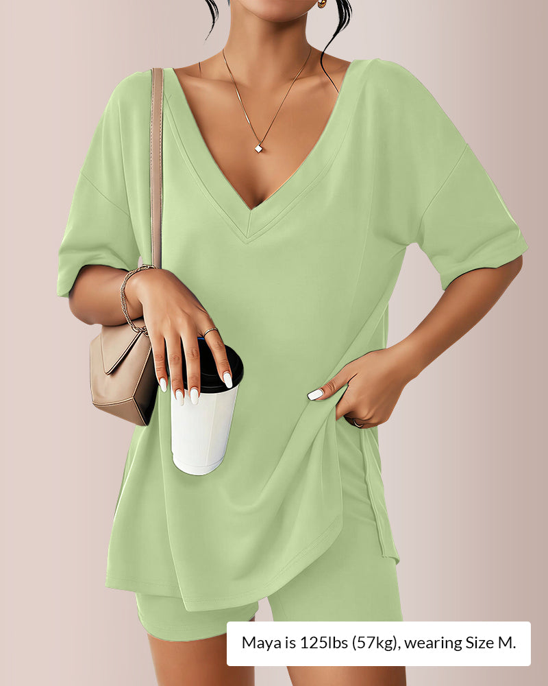 Curvvvy™ The Effortless V-Neck Lounge Set