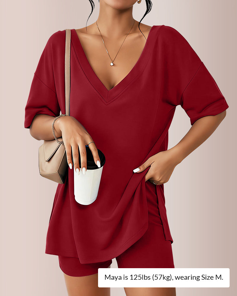 Curvvvy™ The Effortless V-Neck Lounge Set