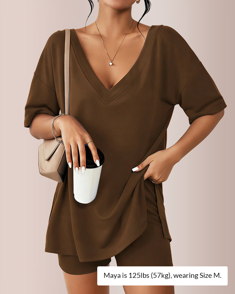 Curvvvy™ The Effortless V-Neck Lounge Set
