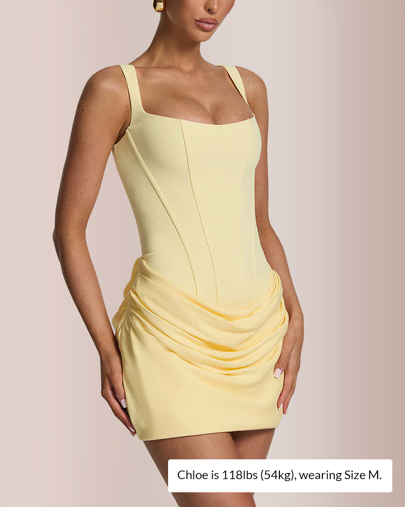 Curvvvy™ Square Neck Corset Ruched Mini Dress