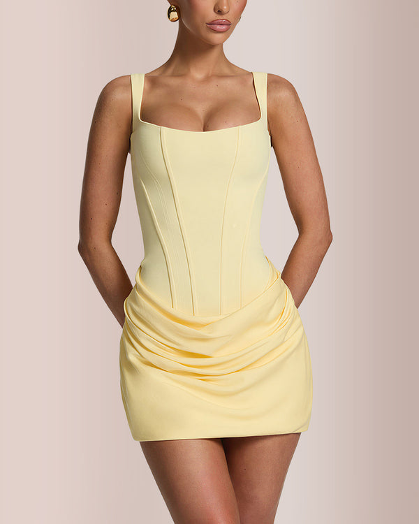 Curvvvy™ Square Neck Corset Ruched Mini Dress