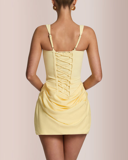 Curvvvy™ Square Neck Corset Ruched Mini Dress