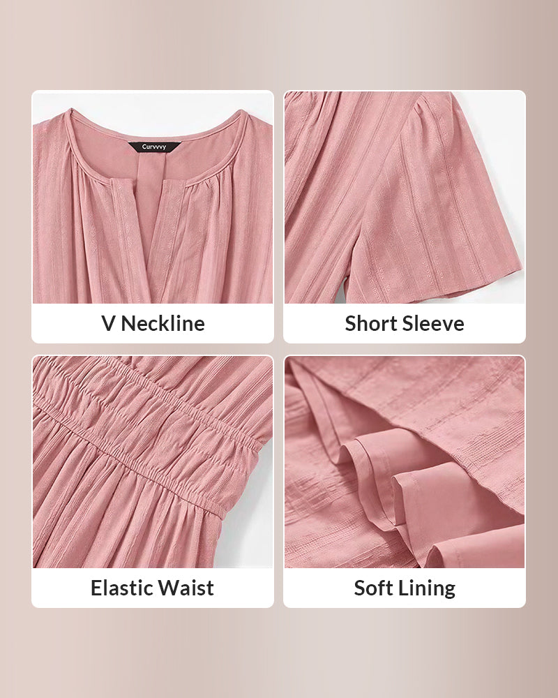 Curvvvy™ V-Neck Smocked Puff Sleeve Tiered Maxi Dress
