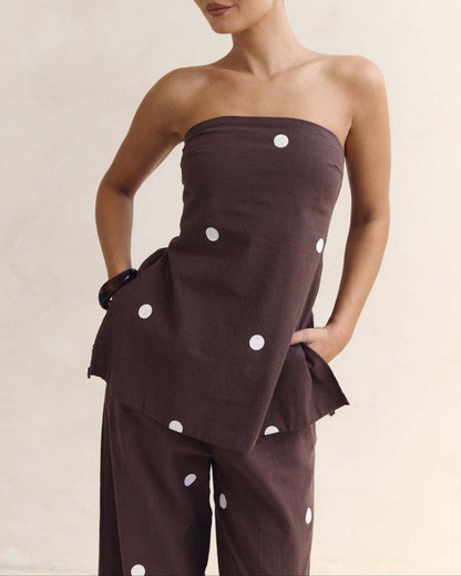 Curvvvy™  Strapless Polka Dot Top and Pants Set
