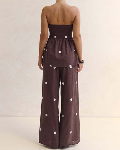 Curvvvy™  Strapless Polka Dot Top and Pants Set