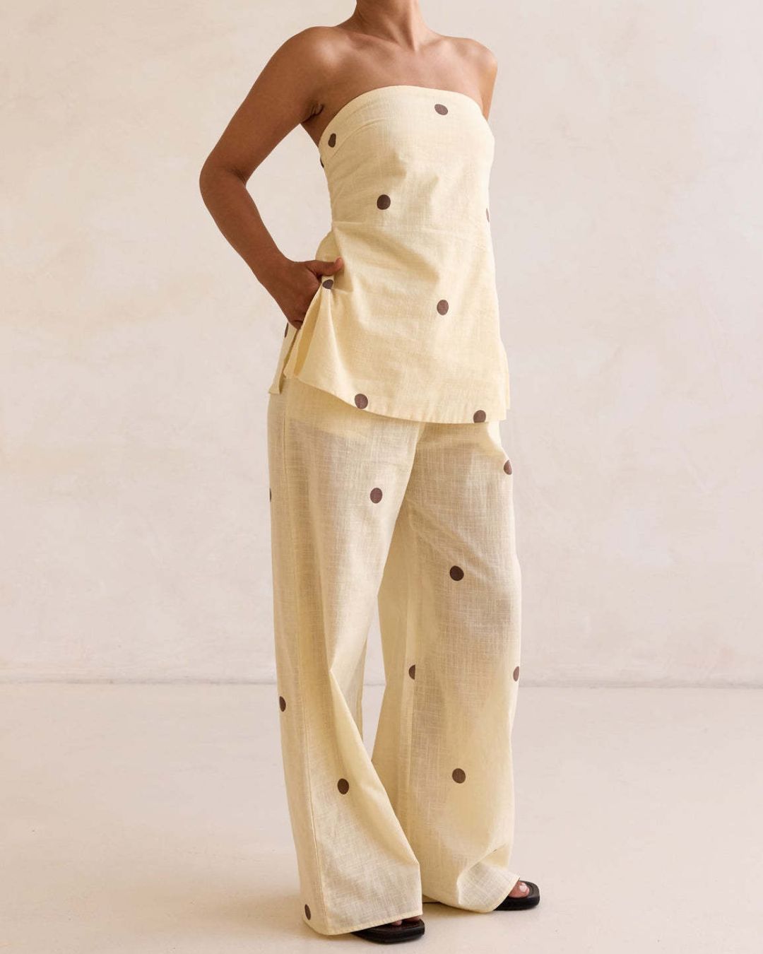 Curvvvy™  Strapless Polka Dot Top and Pants Set