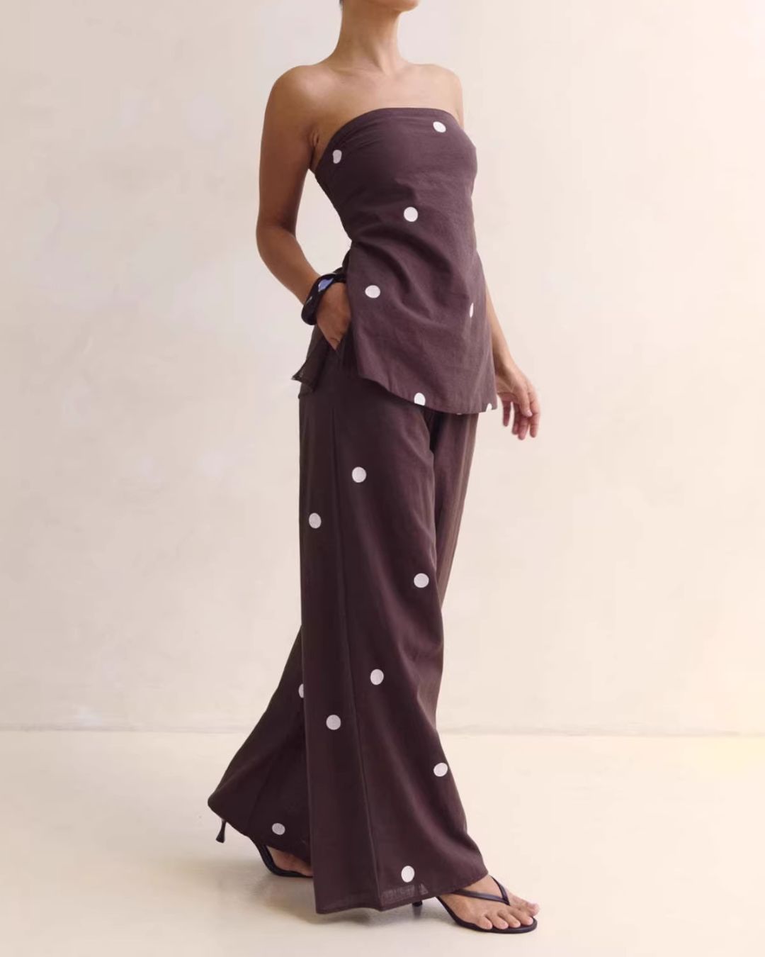 Curvvvy™  Strapless Polka Dot Top and Pants Set