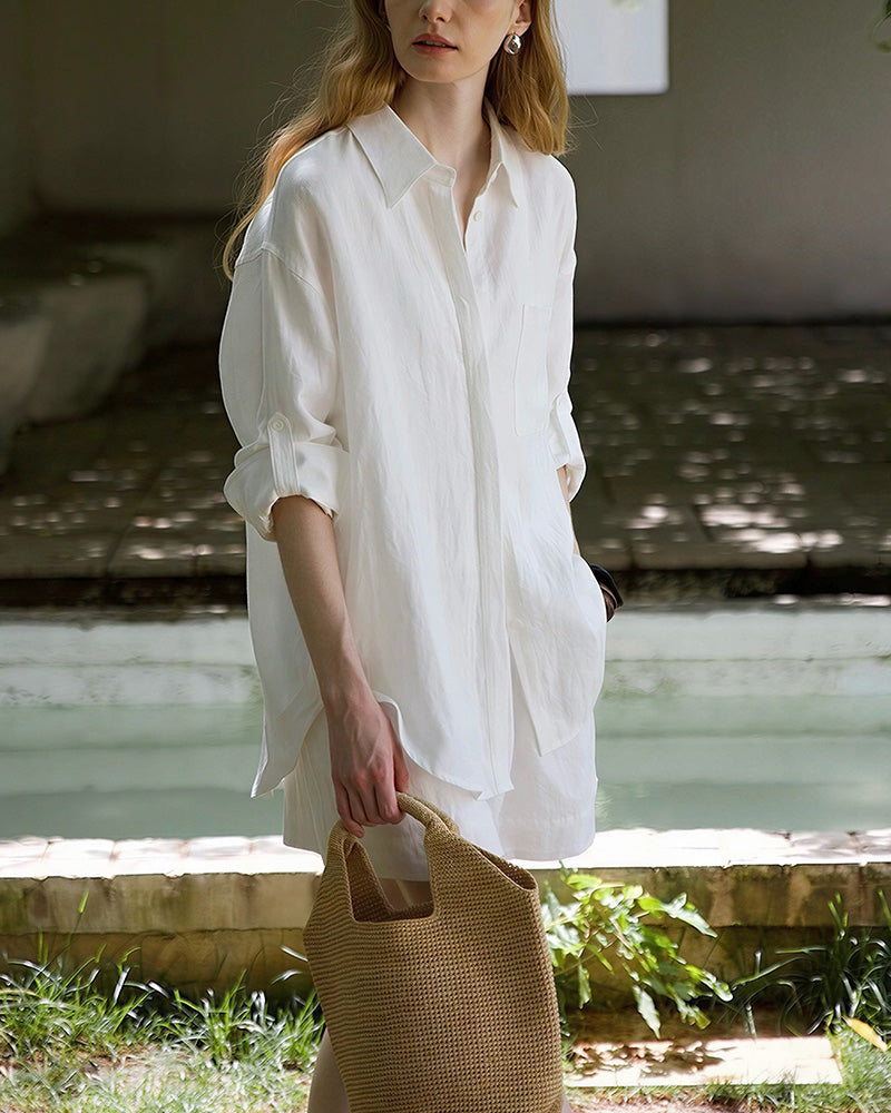 Curvvvy™ Breezy Linen Oversized Shirt & Shorts Matching Set