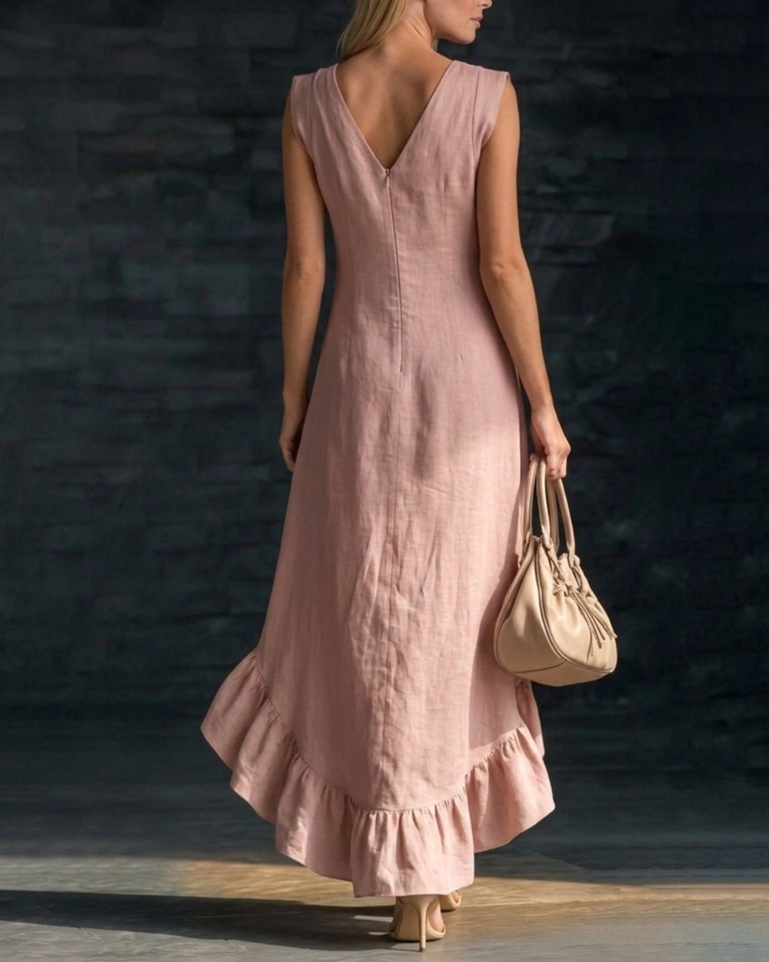 Curvvvy™ Ruffle Hem Elegant Sleeveless V-neck Dress