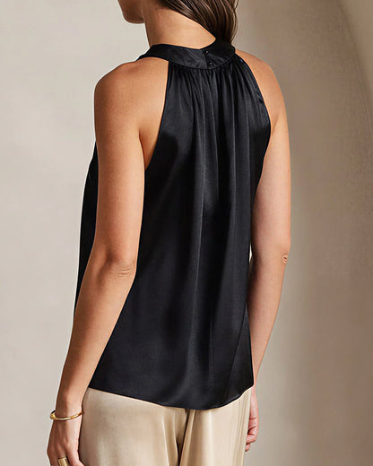 Curvvvy™ Silky Satin Silk Halter Neck Sleeveless Blouse