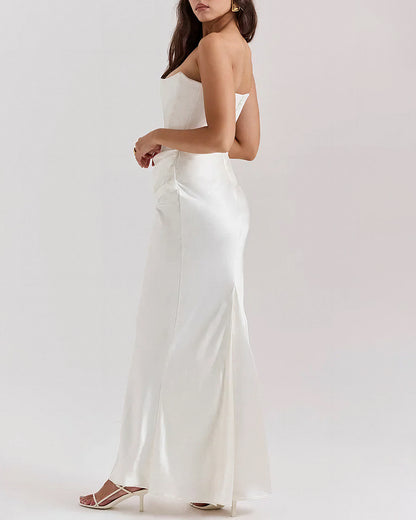 Curvvvy™ Strapless Corset Ruched Maxi Evening Gown