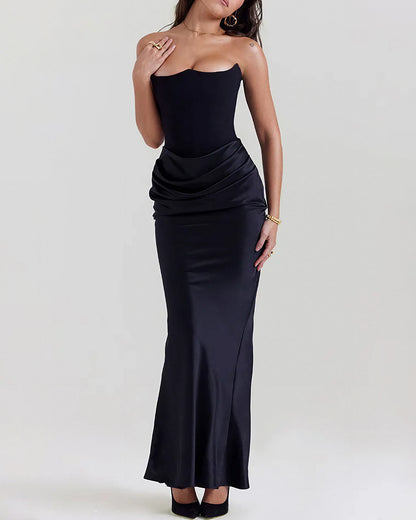 Curvvvy™ Strapless Corset Ruched Maxi Evening Gown