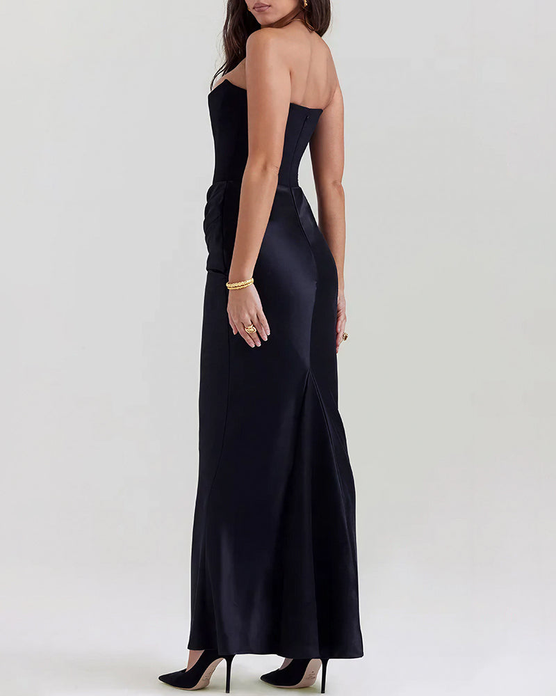 Curvvvy™ Strapless Corset Ruched Maxi Evening Gown