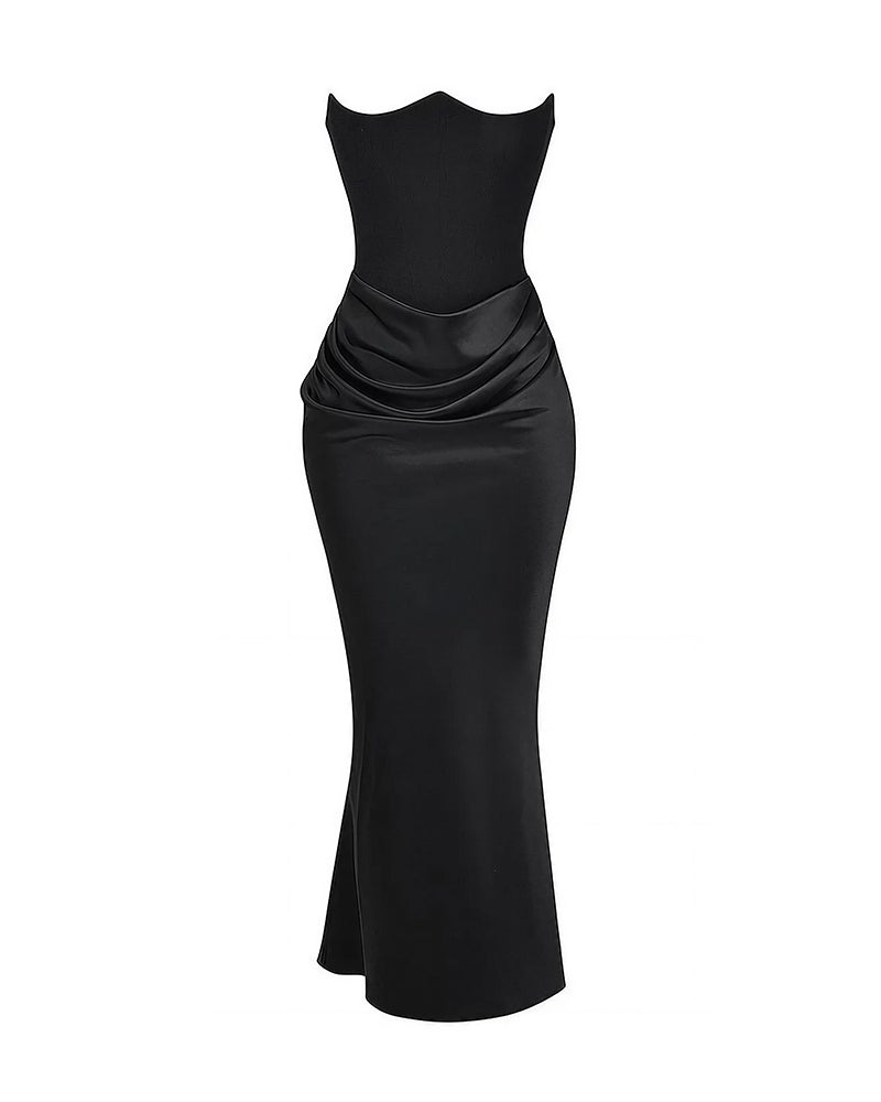 Curvvvy™ Strapless Corset Ruched Maxi Evening Gown