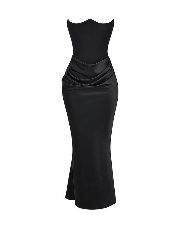 Curvvvy™ Strapless Corset Ruched Maxi Evening Gown