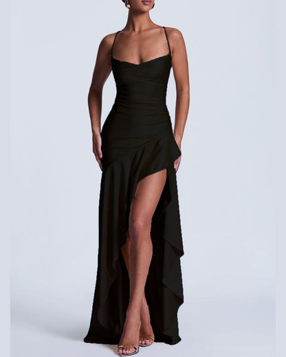 Curvvvy™ Passion Rose Lace-Up Backless Maxi Dress