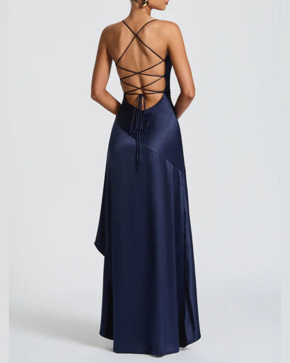 Curvvvy™ Passion Rose Lace-Up Backless Maxi Dress