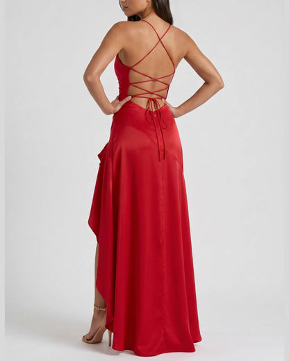 Curvvvy™ Passion Rose Lace-Up Backless Maxi Dress