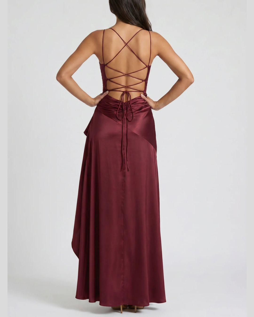 Curvvvy™ Passion Rose Lace-Up Backless Maxi Dress