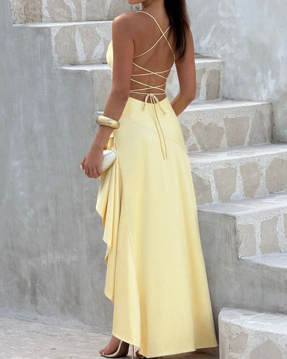 Curvvvy™ Passion Rose Lace-Up Backless Maxi Dress