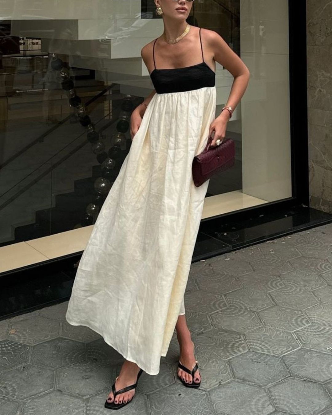Curvvvy™ White Contrast Maxi Dress