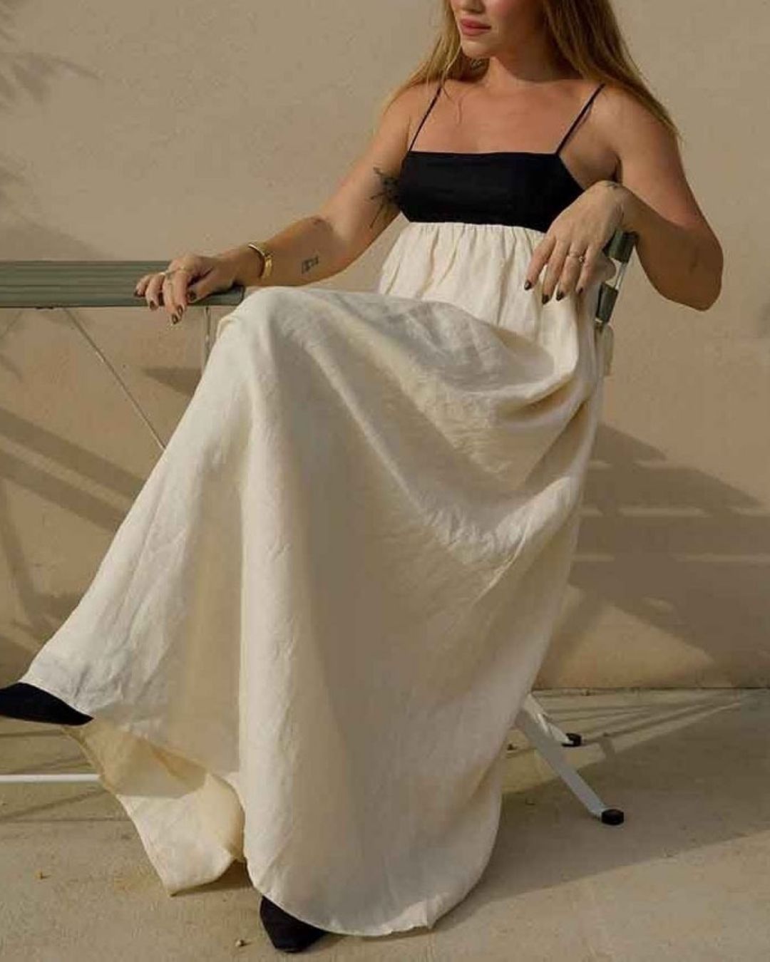 Curvvvy™ White Contrast Maxi Dress