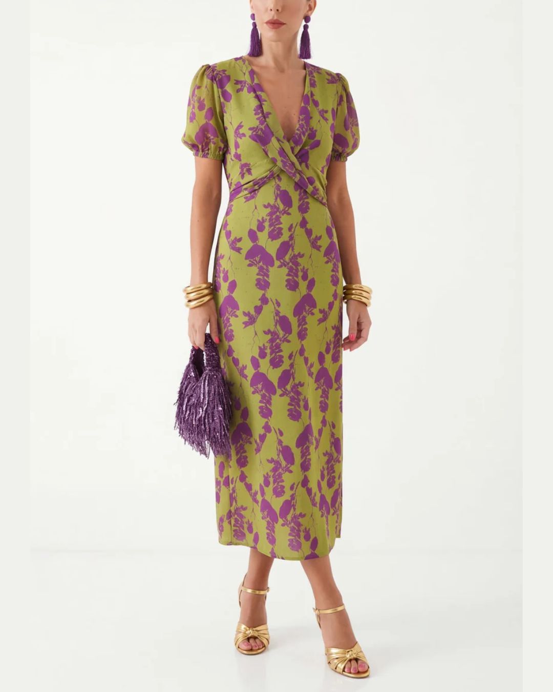 Curvvvy™ Green Violet Maxi Dress