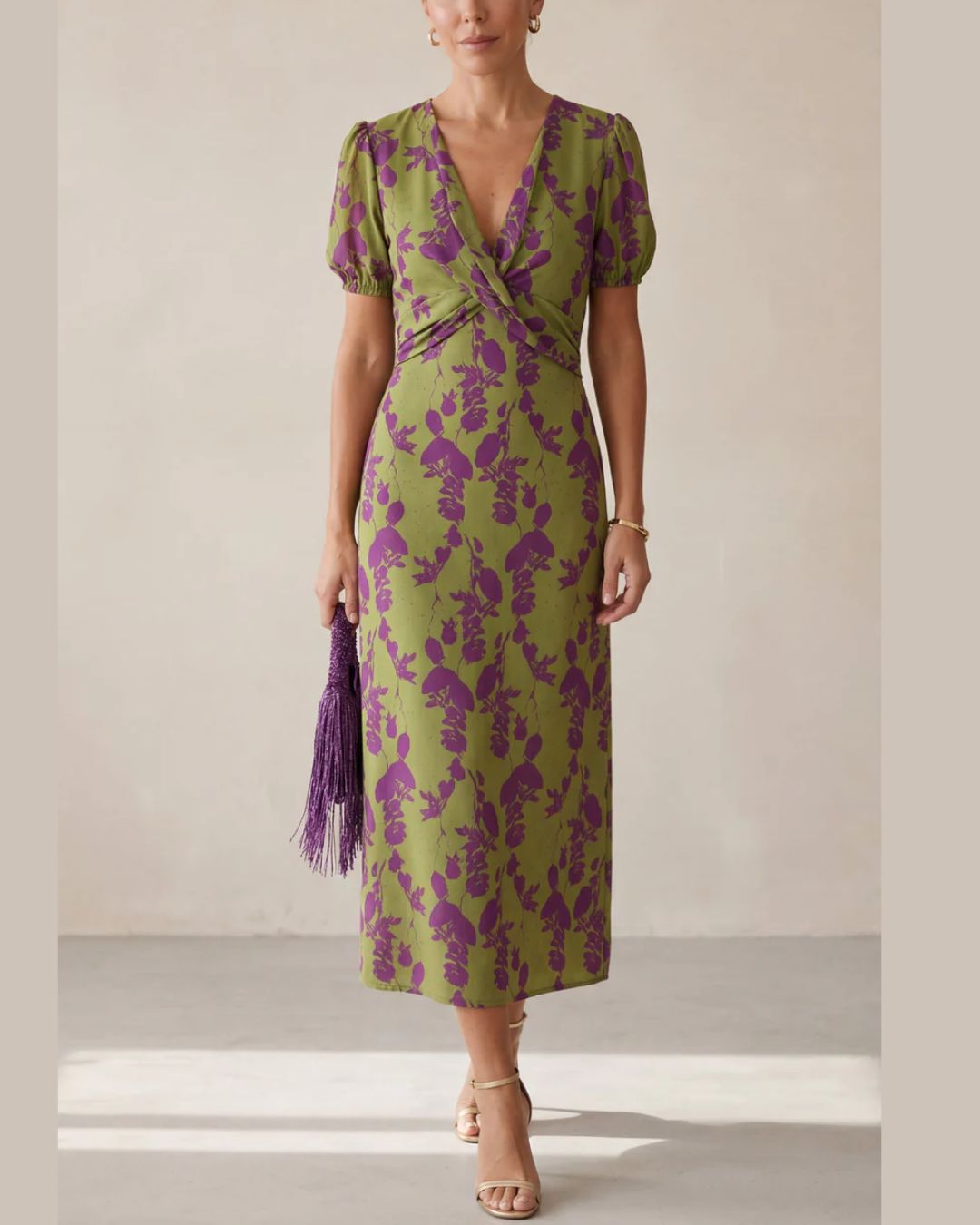 Curvvvy™ Green Violet Maxi Dress