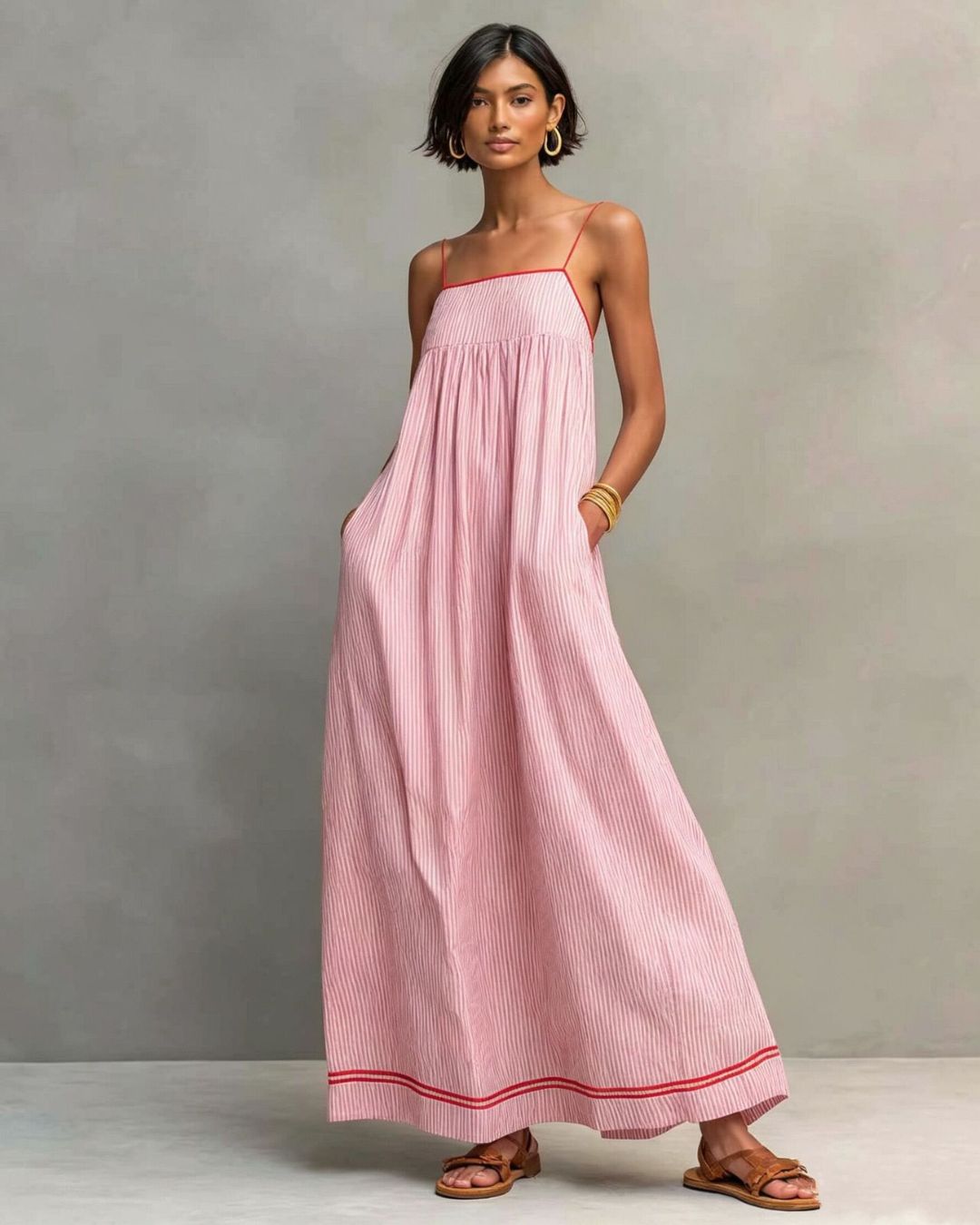 Curvvvy™ Sleeveless Striped Maxi Dress