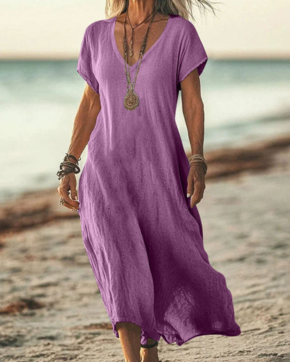 Curvvvy™ Effortless Flowy V-Neck Maxi Dress