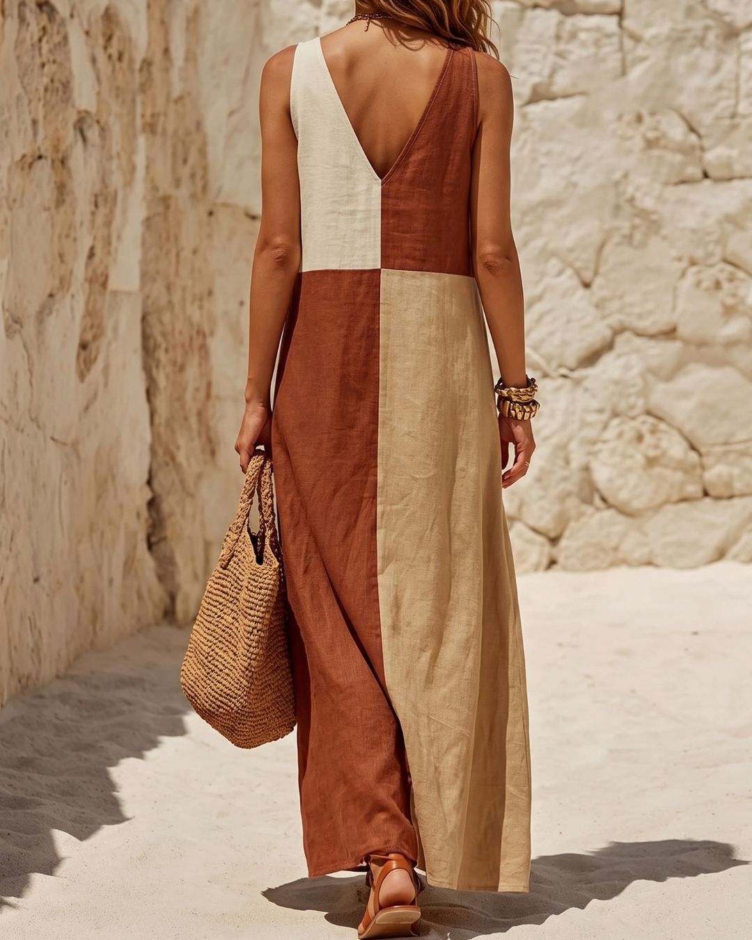 Curvvvy™ Sun Geometric Patchwork Dress