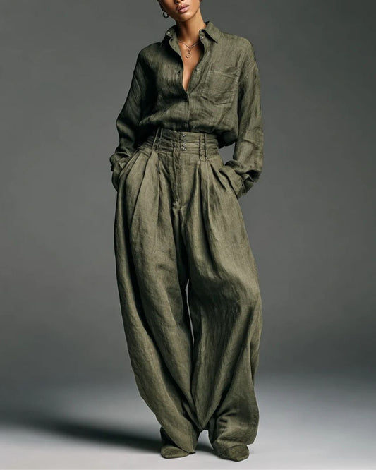 Curvvvy™ Vintage Relaxed Cardigan and High-Waisted Set