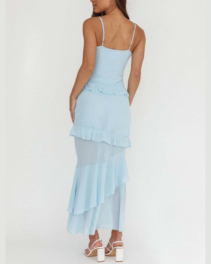Curvvvy™ Frill Trim Rosette Maxi Dress