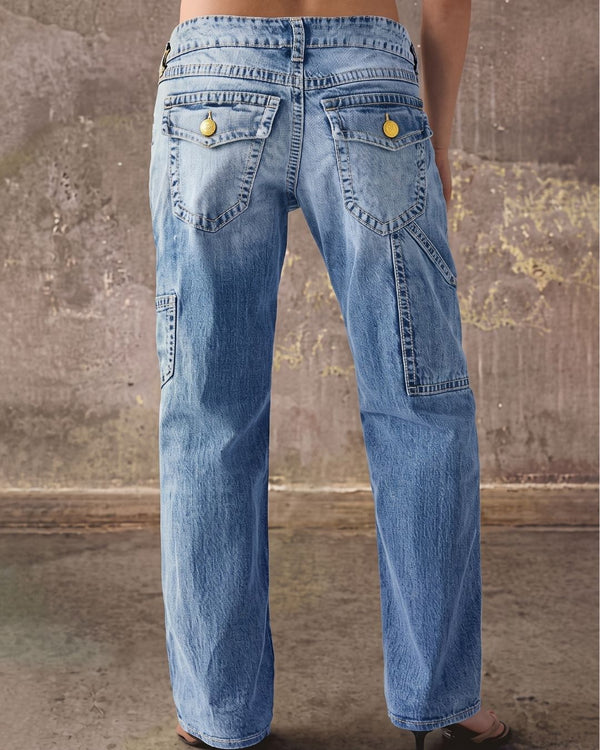 Curvvvy™ Wash Multi Pocket Mid Rise Straight Leg Jeans