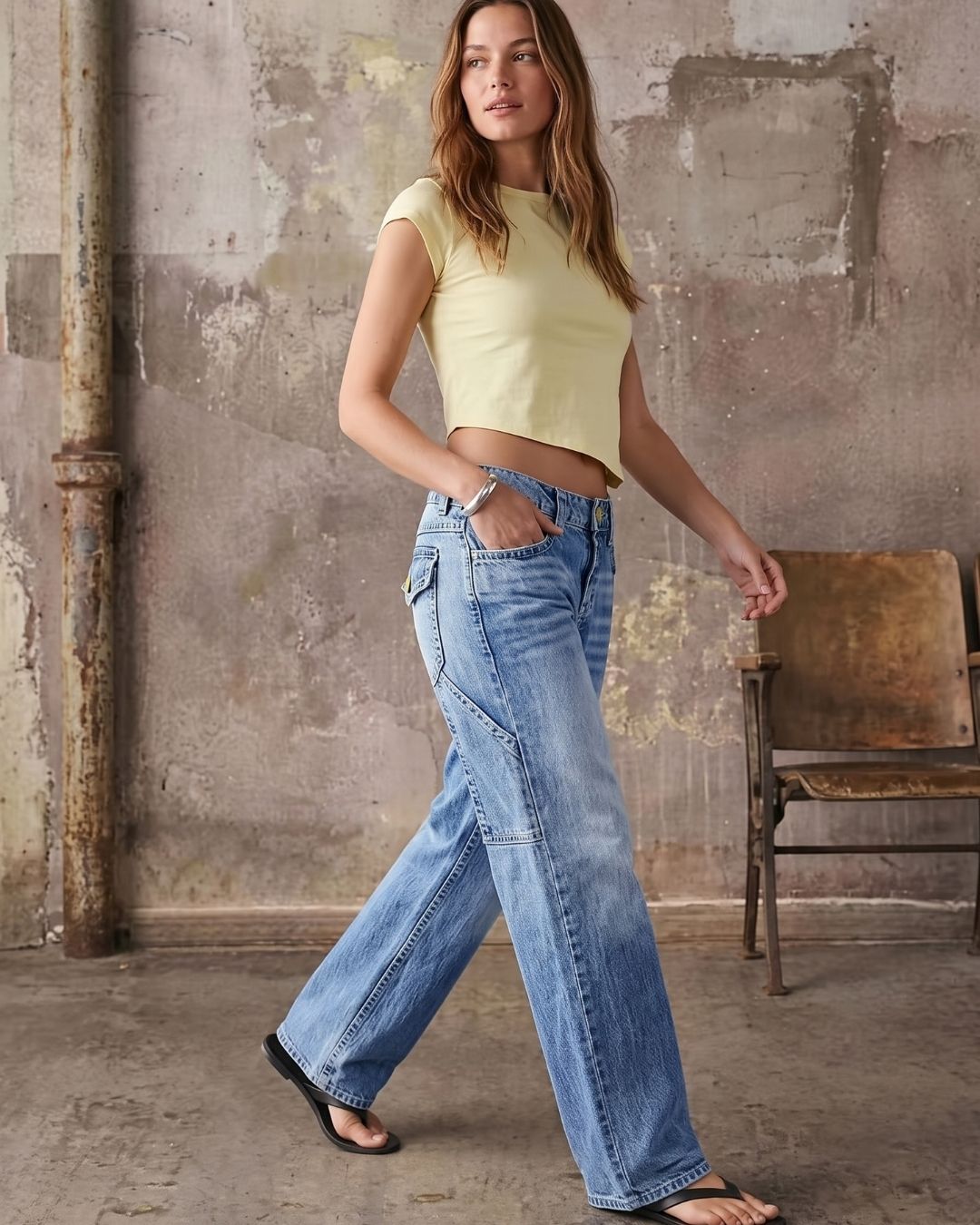 Curvvvy™ Wash Multi Pocket Mid Rise Straight Leg Jeans
