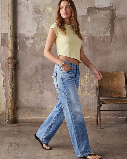 Curvvvy™ Wash Multi Pocket Mid Rise Straight Leg Jeans