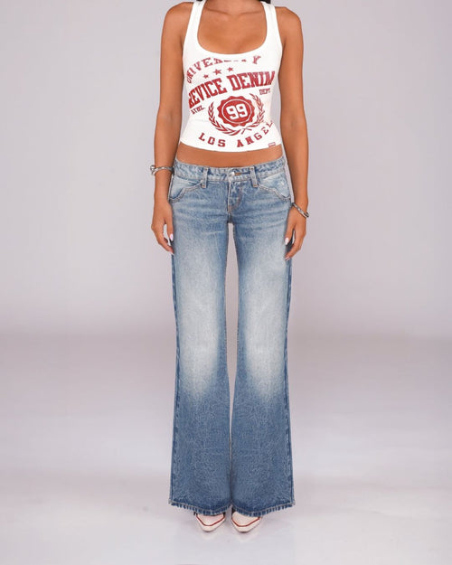Curvvvy™ Washed Mid-Rise Straight Bootcut Jeans