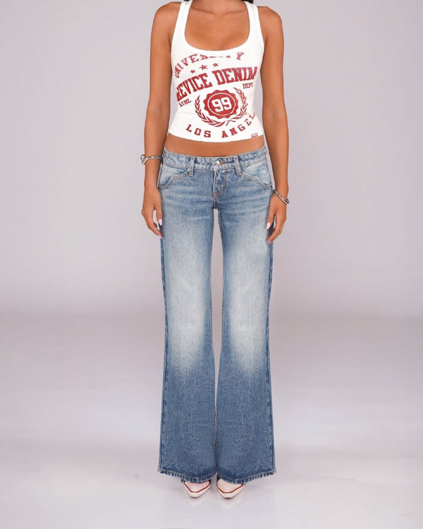 Curvvvy™ Washed Mid-Rise Straight Bootcut Jeans