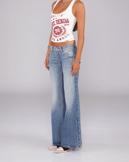 Curvvvy™ Washed Mid-Rise Straight Bootcut Jeans
