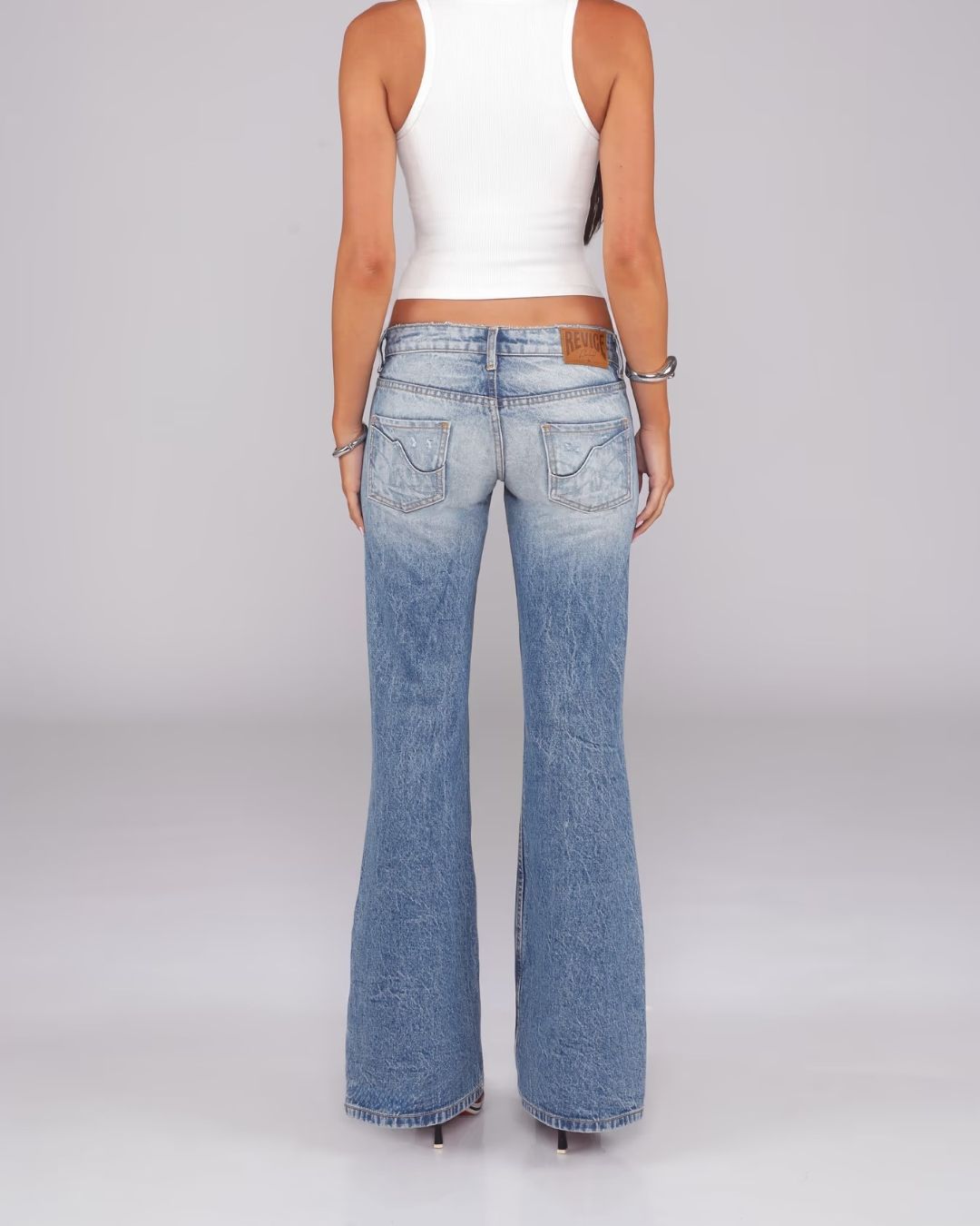 Curvvvy™ Washed Mid-Rise Straight Bootcut Jeans